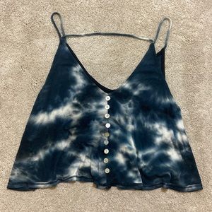 Button down cropped tie dye tank top
